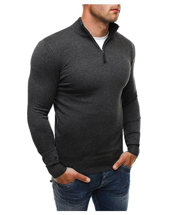 Herren Langarmshirt mit modernem Stehkragen und halblangem Reißverschluss Echoarchiv