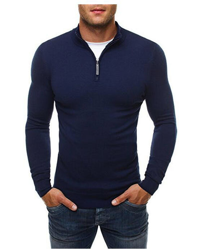Herren Langarmshirt mit modernem Stehkragen und halblangem Reißverschluss Echoarchiv