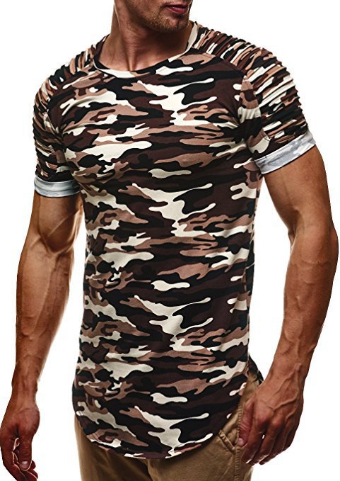Herren Camouflage Premium T-Shirt mit einzigartigen Rippdetails Echoarchiv