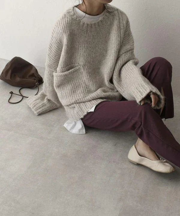 Bequemer Oversize-Pullover mit Tasche – Mavelle