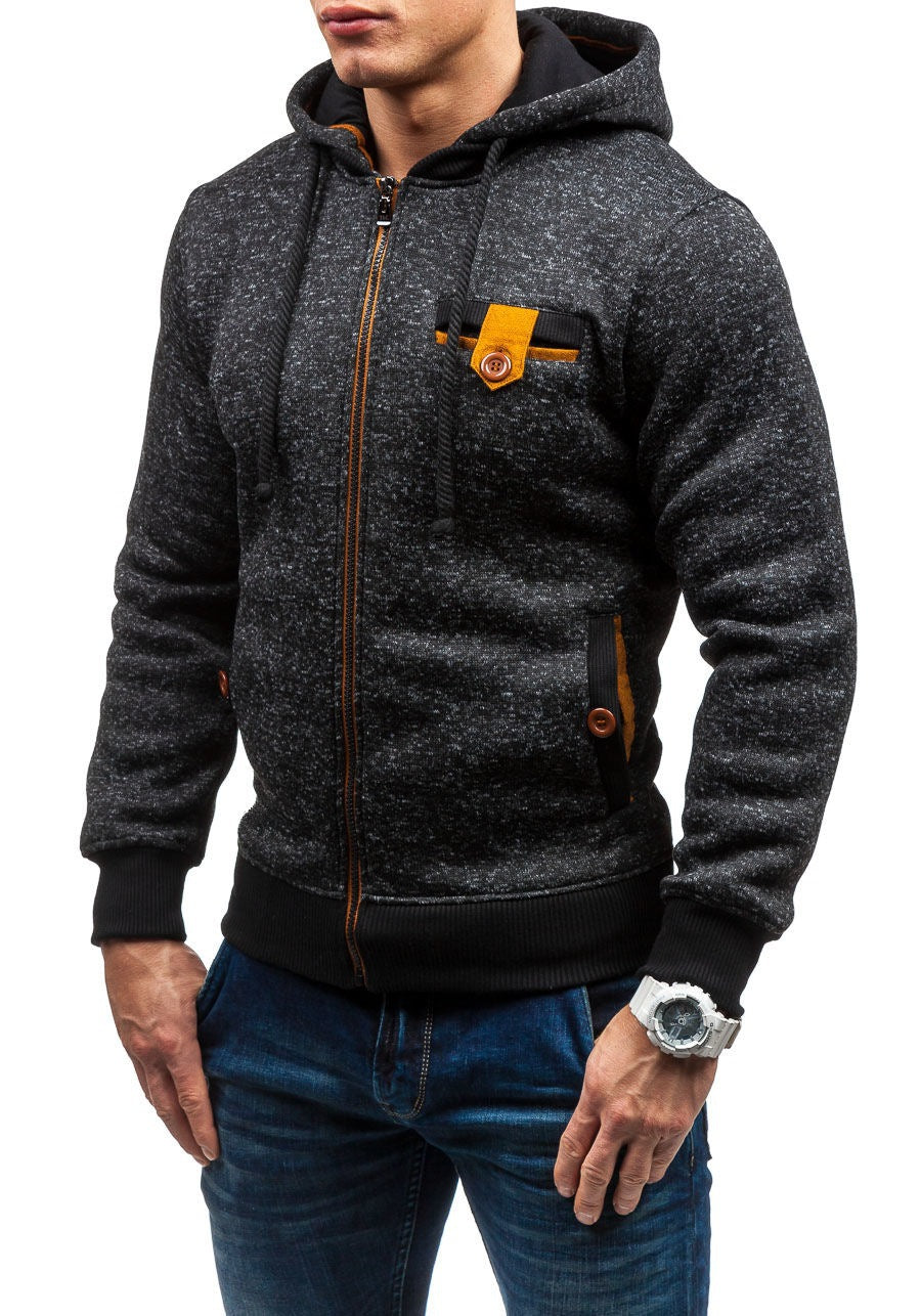 Herren modische Kapuzenjacke im strukturierten Design mit praktischen Taschen Echoarchiv