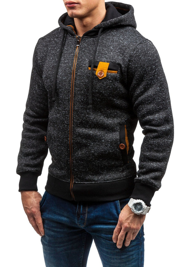 Herren modische Kapuzenjacke im strukturierten Design mit praktischen Taschen Echoarchiv