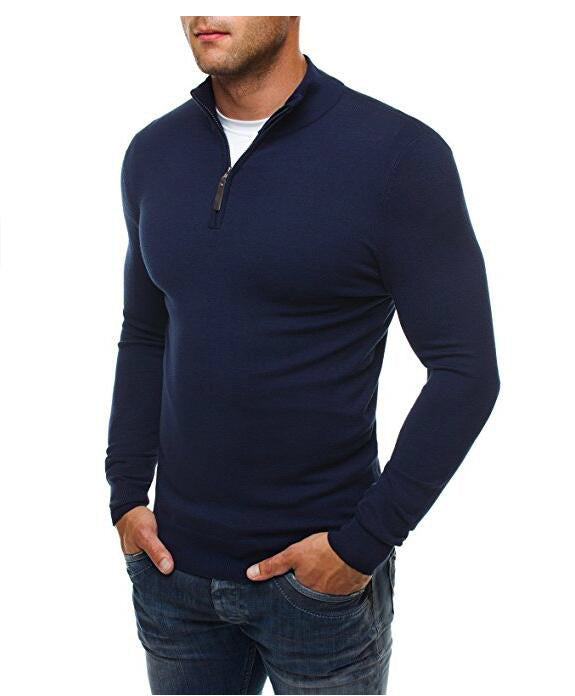 Herren Langarmshirt mit modernem Stehkragen und halblangem Reißverschluss Echoarchiv