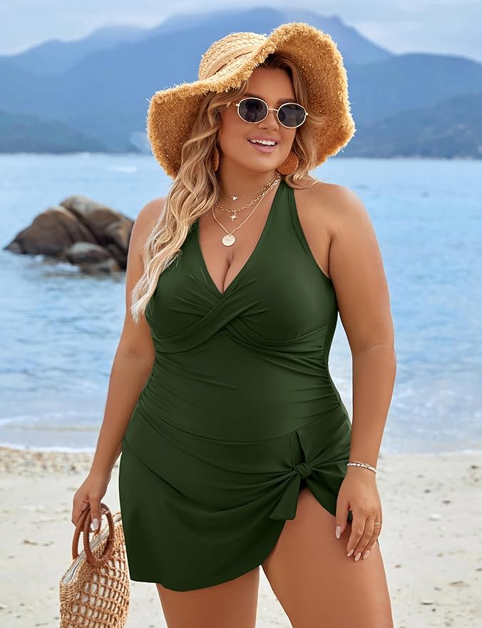 Echoarchiv | Plus Size Einteiler Schwimmdress Badeanzug Bauchkontrolle Badeanzüge