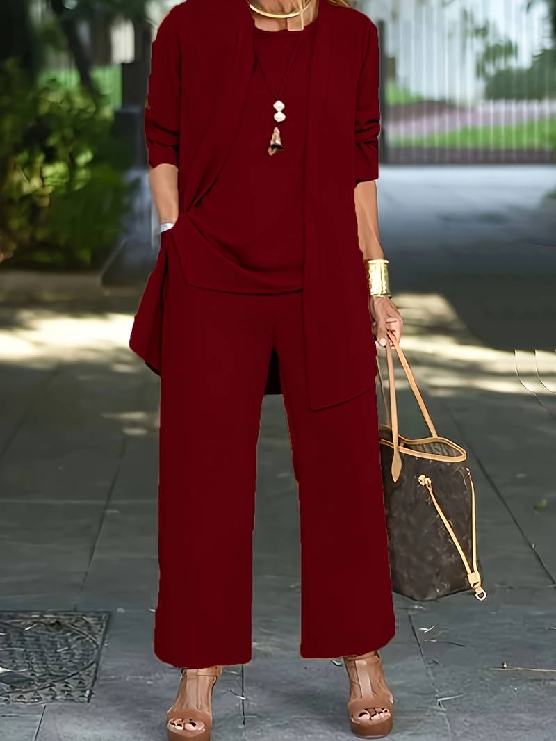 Dreiteiliges Set – Oberteil & Hose für Damen – Élanora