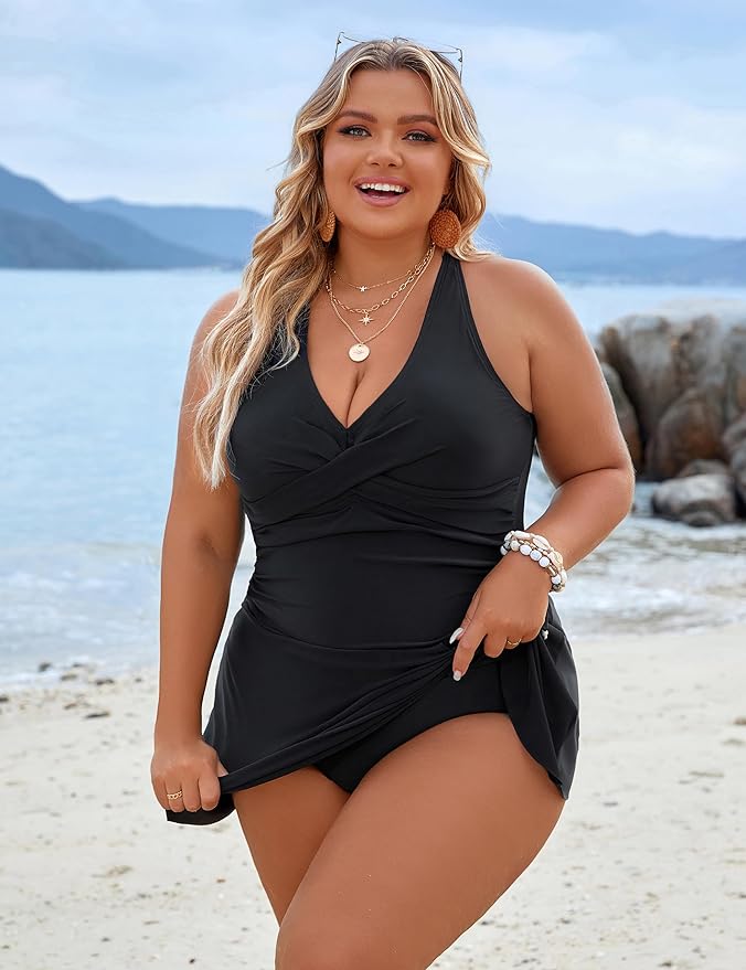 Echoarchiv | Plus Size Einteiler Schwimmdress Badeanzug Bauchkontrolle Badeanzüge