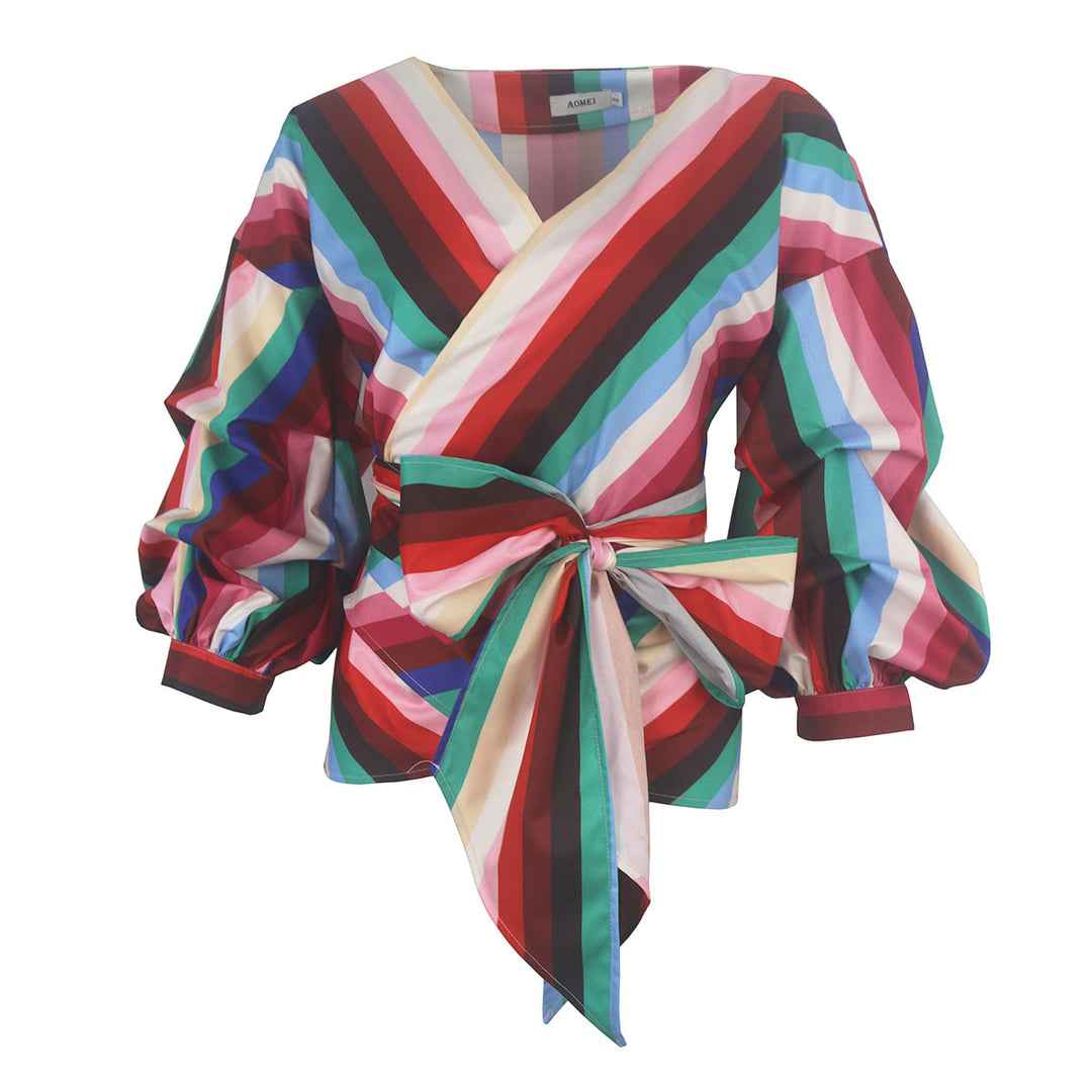 Damen Wickelbluse mit voluminösen Ärmeln Echo Archiv