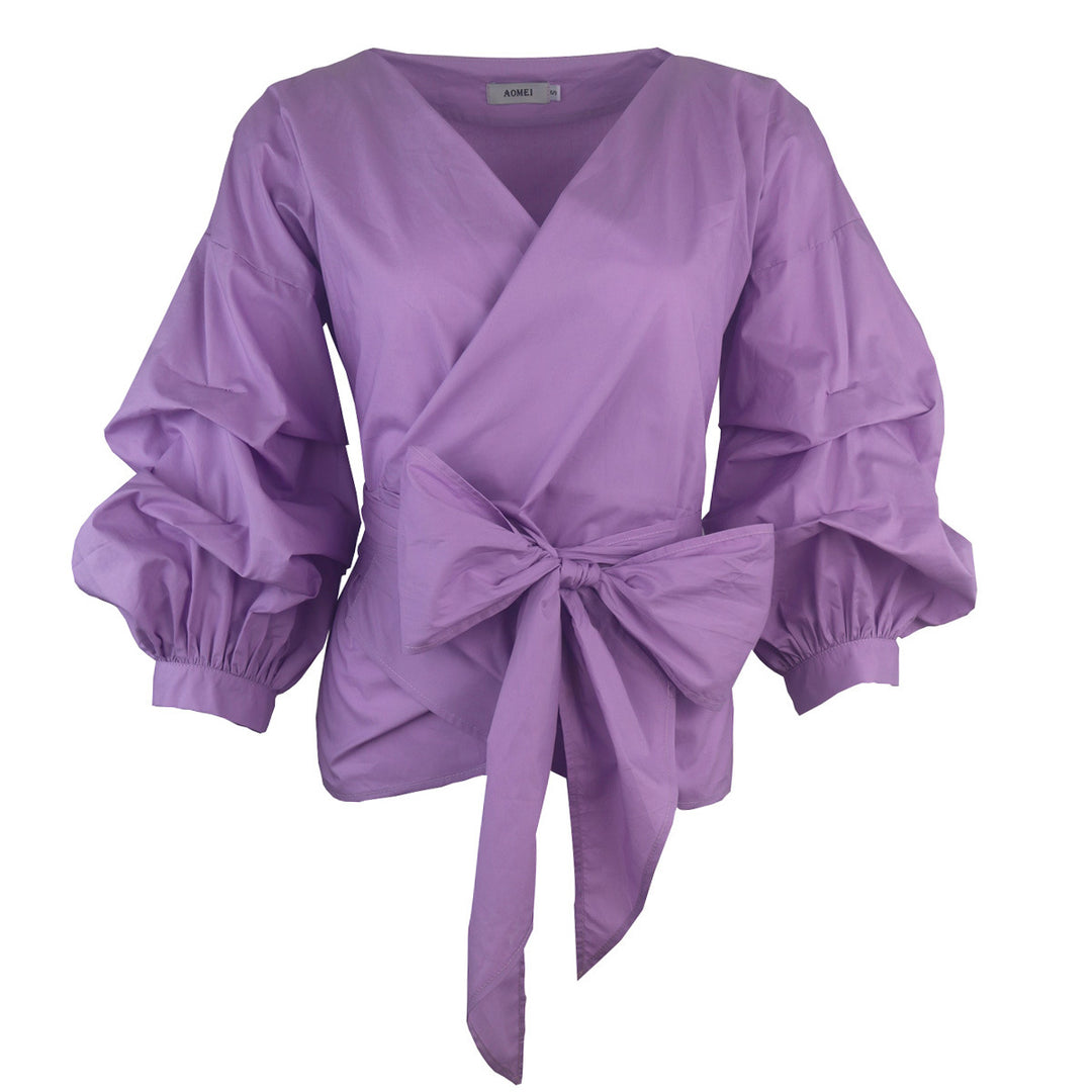 Damen Wickelbluse mit voluminösen Ärmeln Echo Archiv