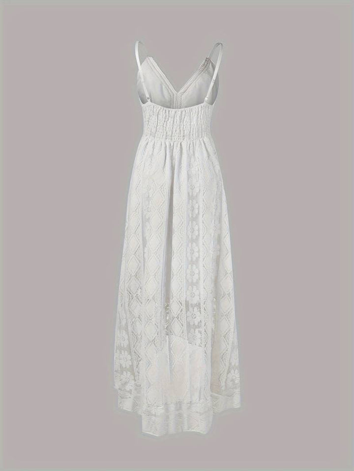 Echoarchiv – boho-maxi-sommerkleid mit spaghettiträgern und v-ausschnitt