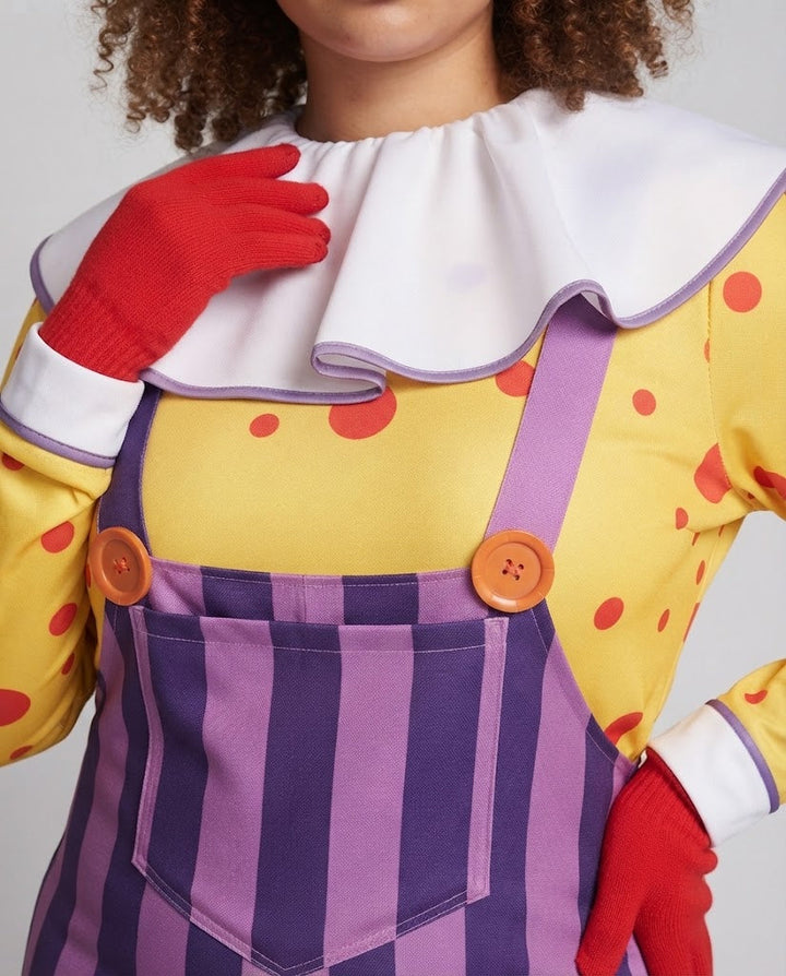 Damen Clown Kostüm mit elastischen Trägern und abnehmbarem Kragen Echo Archiv