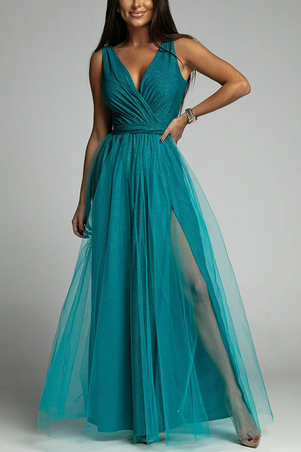 Echoarchiv | It'S My Day Light Tulle Schlitz Maxi Kleid