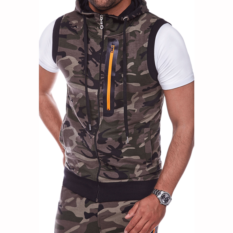 Herren Sportliche Kapuzenweste im modernen Camouflage-Design mit praktischen Taschen Echoarchiv