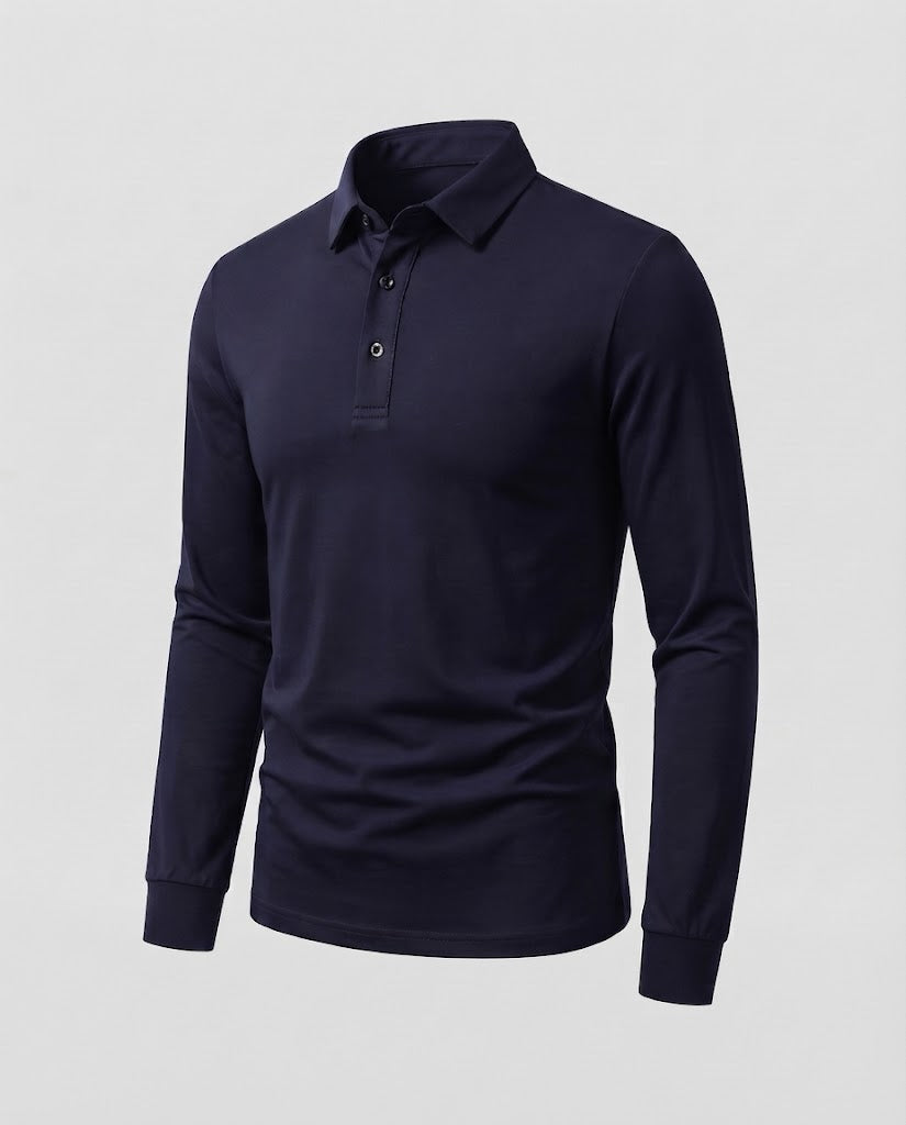 Herren Elegantes Langarm Poloshirt Echo Archiv