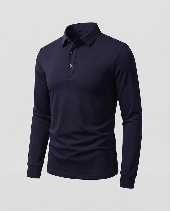 Herren Elegantes Langarm Poloshirt Echo Archiv