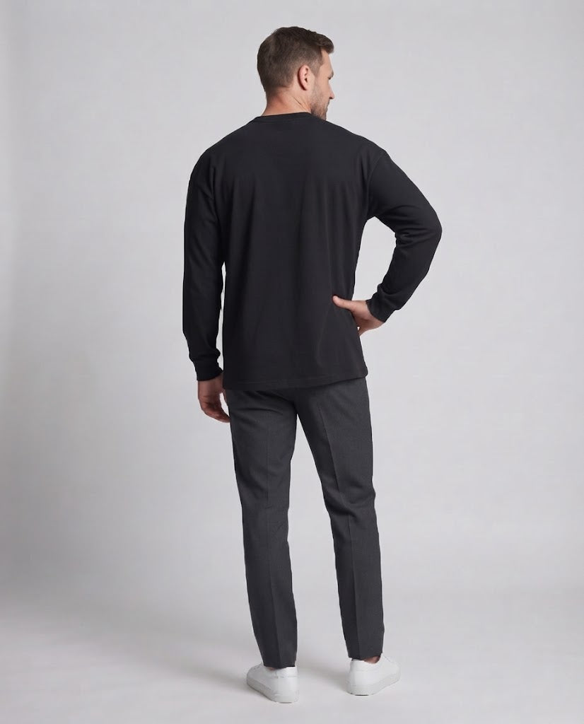Unisex Oversized Langarm-Basicshirt aus Bio-Baumwolle mit Rundhalsausschnitt Echo Archiv