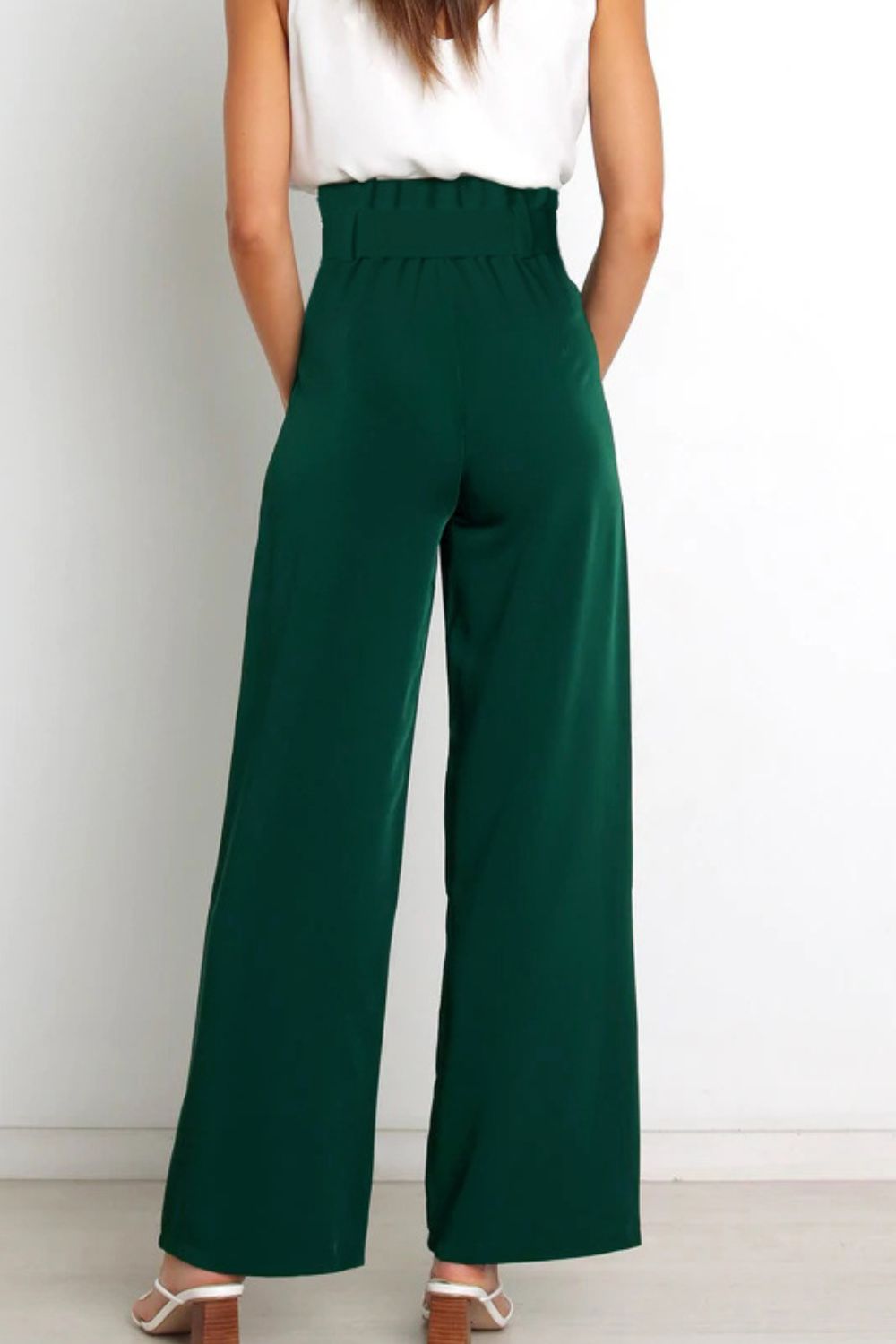 Hohe Taille Paperbag Hose mit Schleifendetail – Avélisse