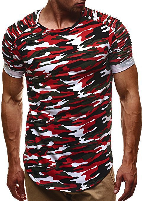Herren Camouflage Premium T-Shirt mit einzigartigen Rippdetails Echoarchiv
