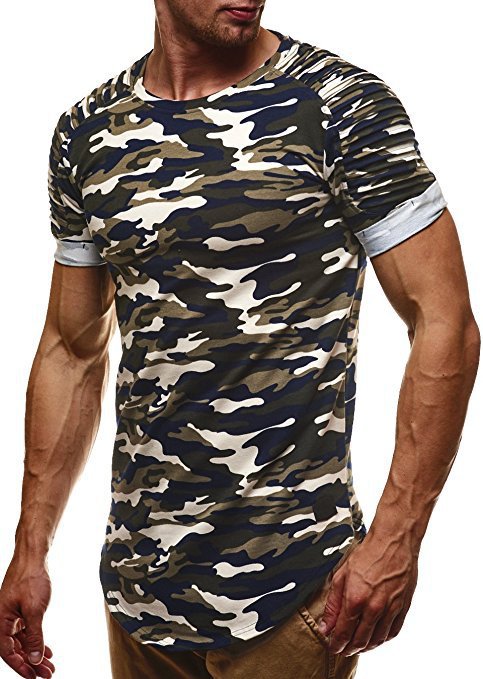 Herren Camouflage Premium T-Shirt mit einzigartigen Rippdetails Echoarchiv