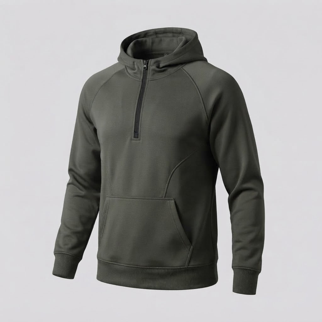 Herren Halb-Reißverschluss Hoodie mit Kängurutasche und kontrastierendem Rückenteil Echoarchiv