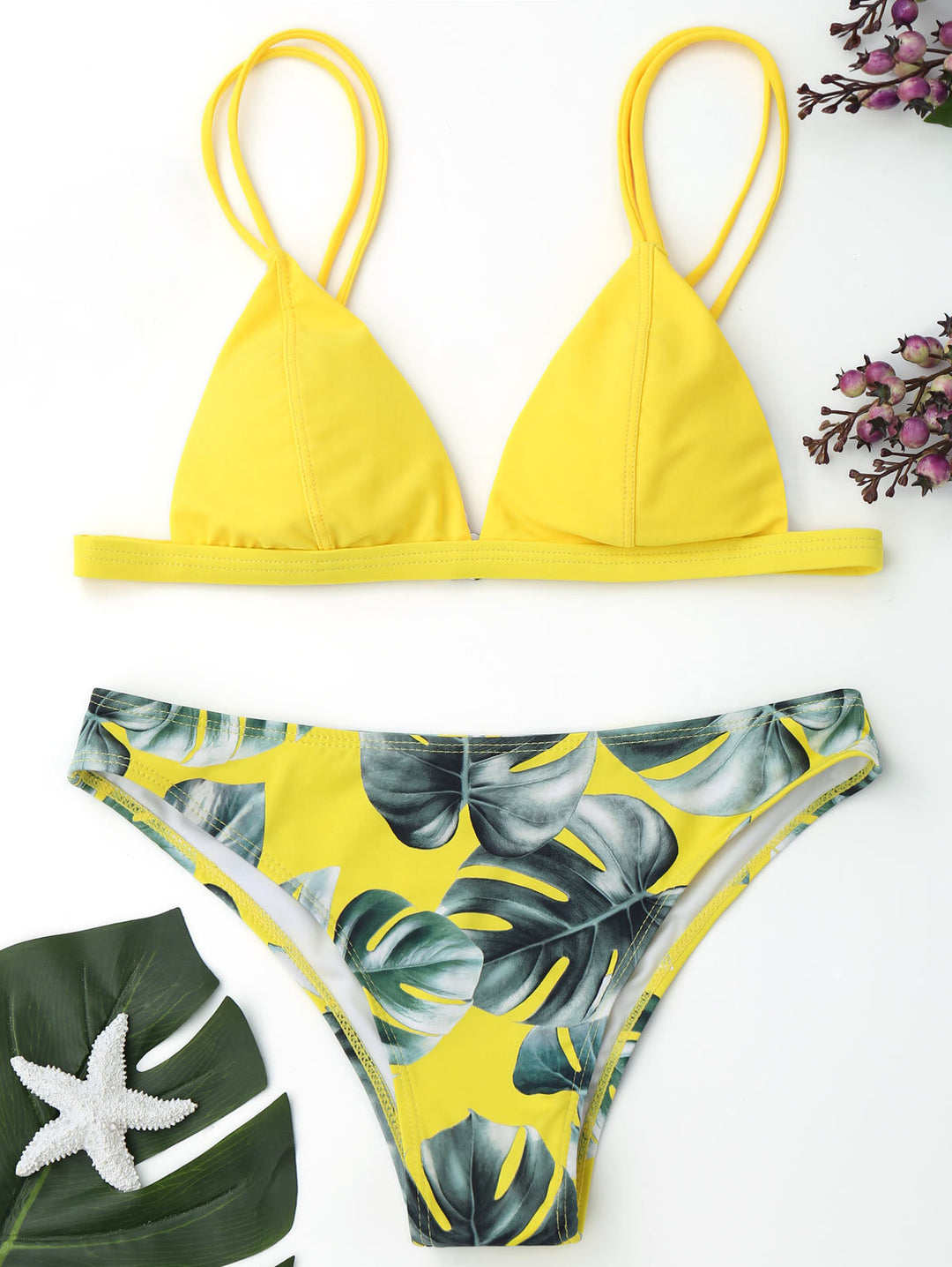 Damen Triangel-Bikini mit trendy Blattmuster Echo Archiv