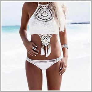 Damen Häkel-Bikini-Set mit einzigartigem Design und Quasten Echo Archiv