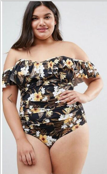 Damen Off-Shoulder Einteiler Badeanzug mit Rüschendetails Echo Archiv