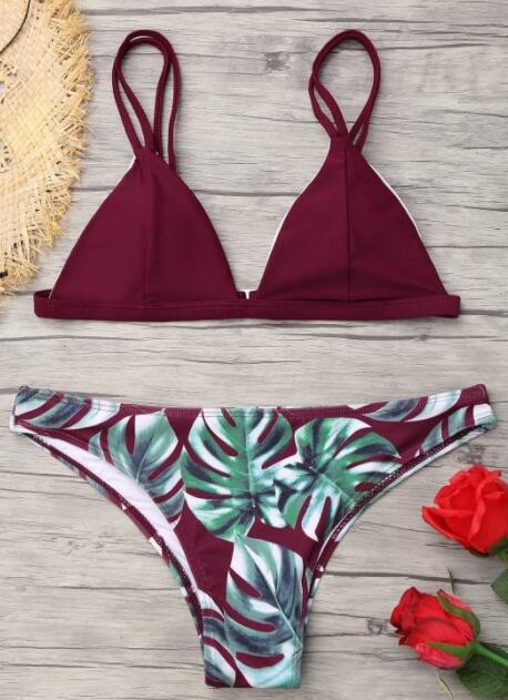 Damen Triangel-Bikini mit trendy Blattmuster Echo Archiv