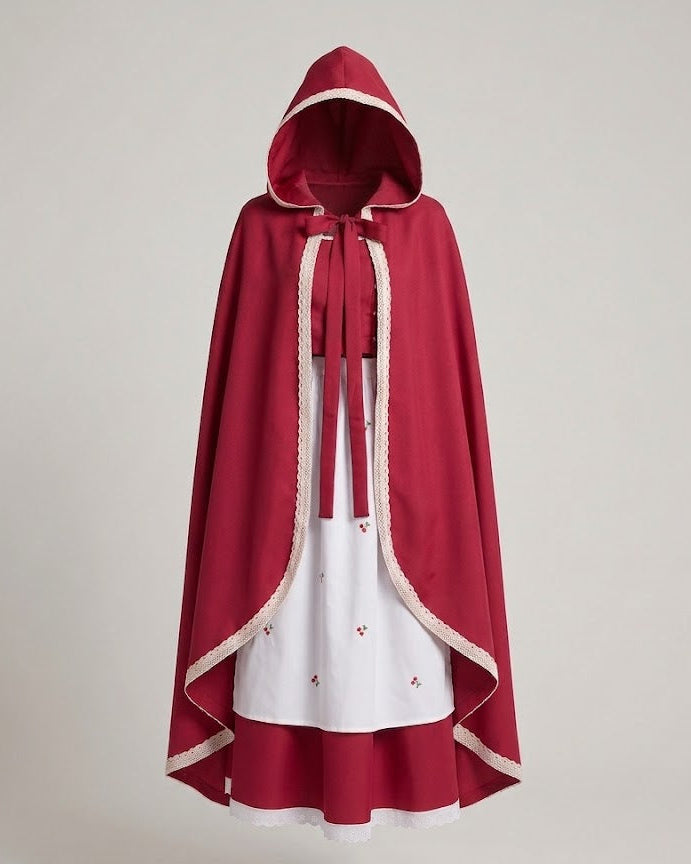 Damen Märchenhaftes Rotkäppchen Kostüm mit Kapuze und elegantem Tüllrock Echo Archiv