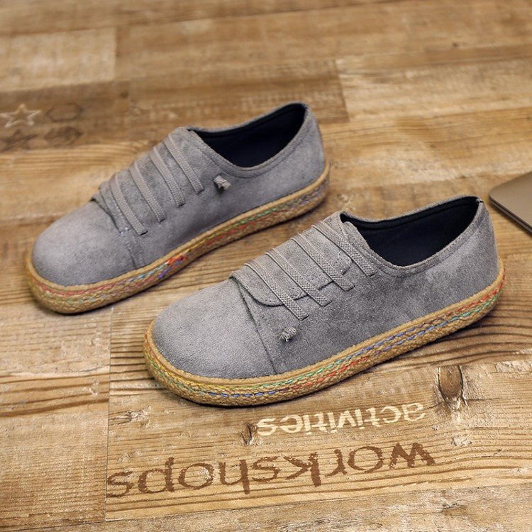 Damen nan niedriger Sneaker-Espadrille mit Veloursleder-Optik, elastischen Schnürbändern und geflochtener Jute-Sohle Echo Archiv