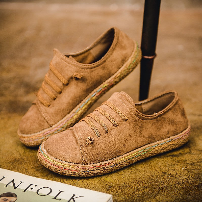 Damen nan niedriger Sneaker-Espadrille mit Veloursleder-Optik, elastischen Schnürbändern und geflochtener Jute-Sohle Echo Archiv