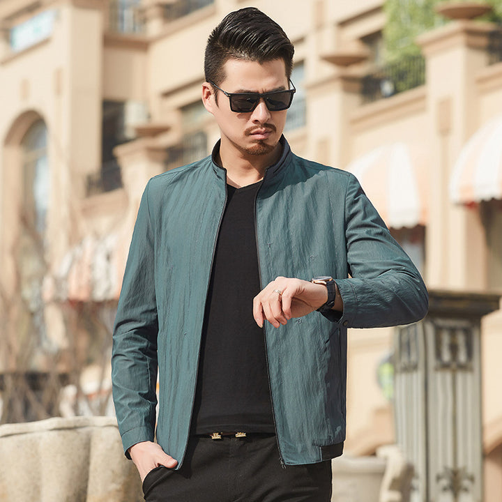 Herren Ultraleichte Travel-Übergangsjacke mit Stehkragen und knitterarmem Performance-Gewebe – Taviero