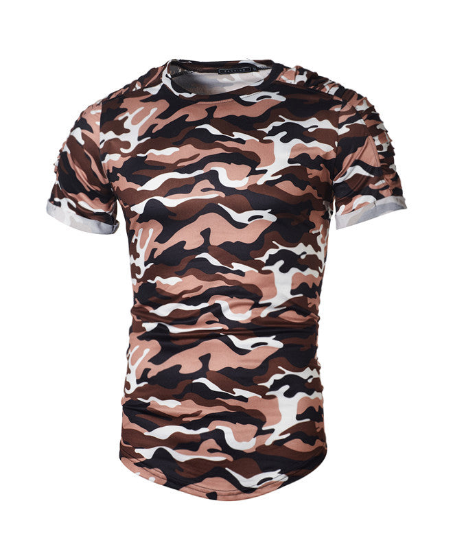 Herren Camouflage Premium T-Shirt mit einzigartigen Rippdetails Echoarchiv