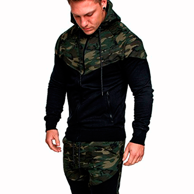 Herren Trainingspullover mit hohem Kragen und modischem Camouflage-Design Echoarchiv