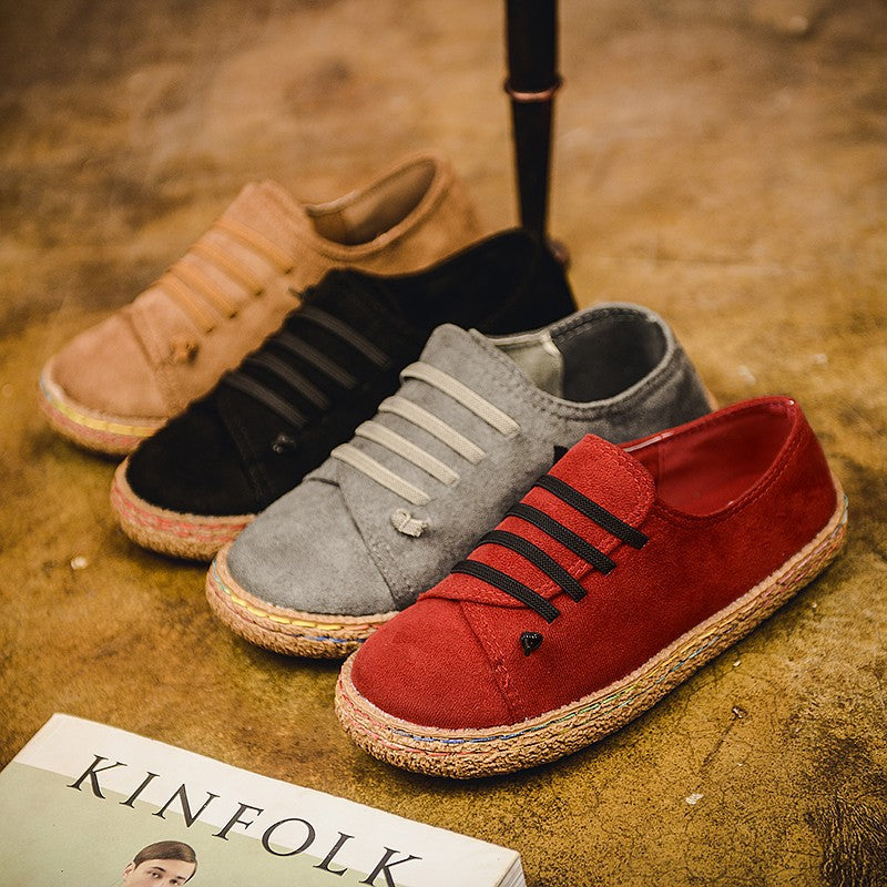 Damen nan niedriger Sneaker-Espadrille mit Veloursleder-Optik, elastischen Schnürbändern und geflochtener Jute-Sohle Echo Archiv