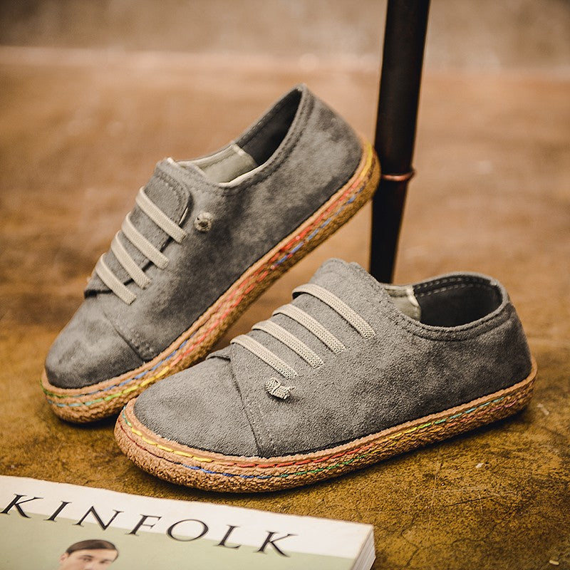 Damen nan niedriger Sneaker-Espadrille mit Veloursleder-Optik, elastischen Schnürbändern und geflochtener Jute-Sohle Echo Archiv