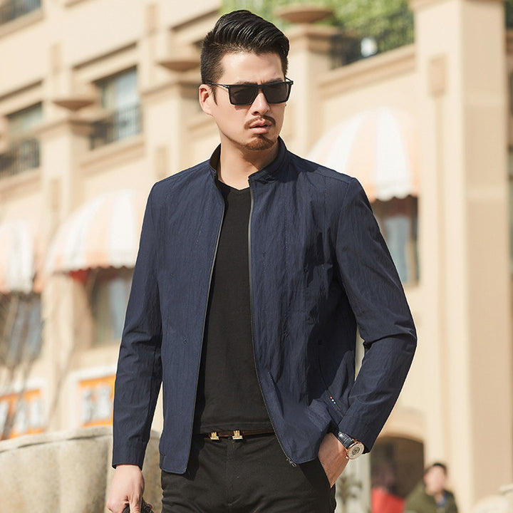 Herren Ultraleichte Travel-Übergangsjacke mit Stehkragen und knitterarmem Performance-Gewebe – Taviero