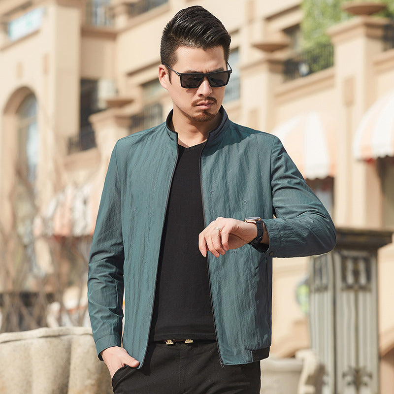 Herren Ultraleichte Travel-Übergangsjacke mit Stehkragen und knitterarmem Performance-Gewebe – Taviero