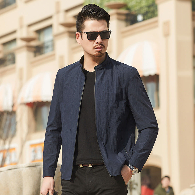 Herren Ultraleichte Travel-Übergangsjacke mit Stehkragen und knitterarmem Performance-Gewebe – Taviero