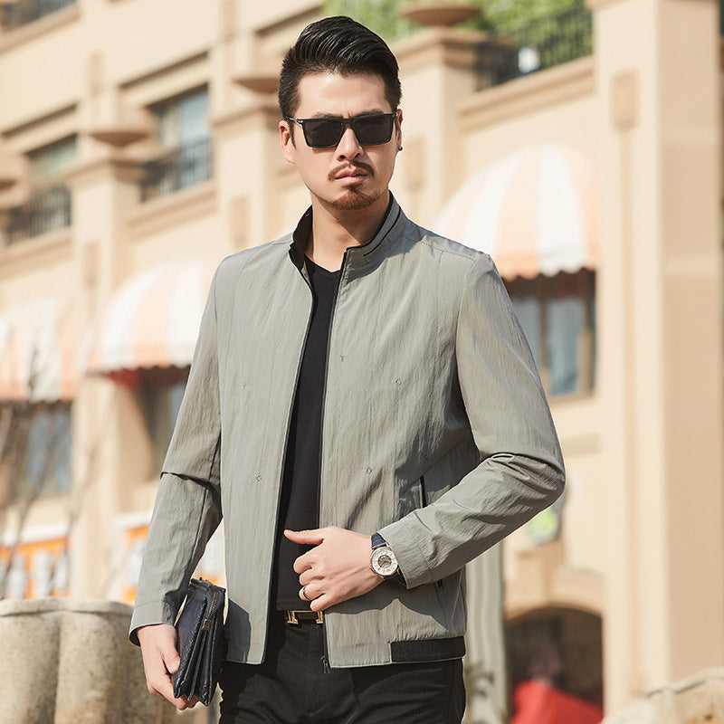 Herren Ultraleichte Travel-Übergangsjacke mit Stehkragen und knitterarmem Performance-Gewebe – Taviero