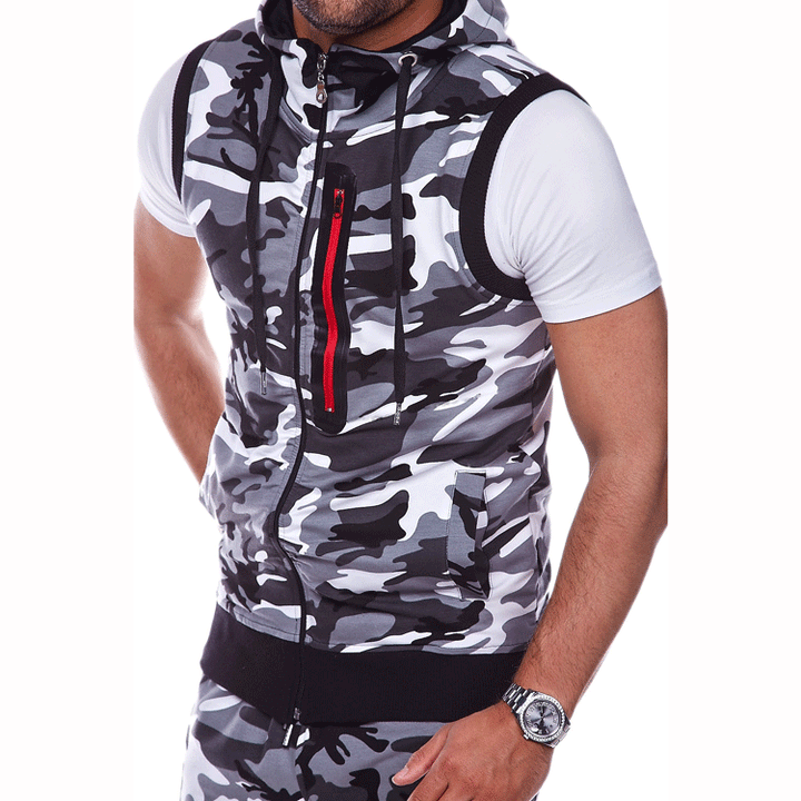 Herren Sportliche Kapuzenweste im modernen Camouflage-Design mit praktischen Taschen Echoarchiv