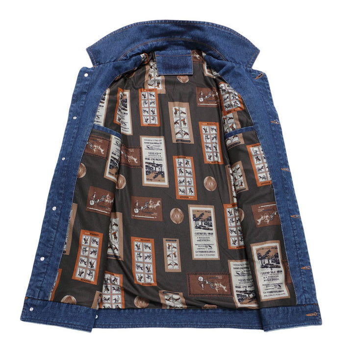 Herren Denimjacke im Vintage-Look mit kontrastierendem Innenfutter und Brusttaschen Echo Archiv