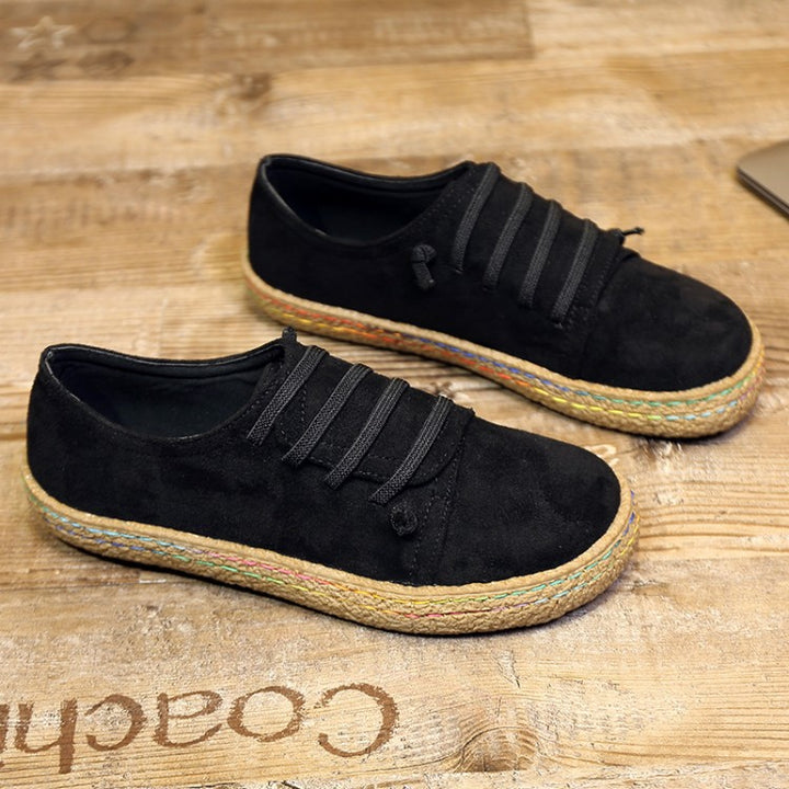 Damen nan niedriger Sneaker-Espadrille mit Veloursleder-Optik, elastischen Schnürbändern und geflochtener Jute-Sohle Echo Archiv