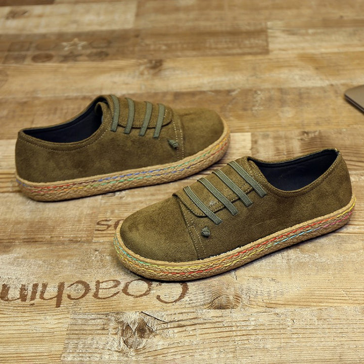 Damen nan niedriger Sneaker-Espadrille mit Veloursleder-Optik, elastischen Schnürbändern und geflochtener Jute-Sohle Echo Archiv