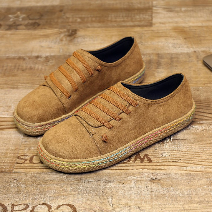 Damen nan niedriger Sneaker-Espadrille mit Veloursleder-Optik, elastischen Schnürbändern und geflochtener Jute-Sohle Echo Archiv