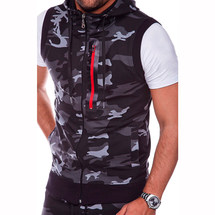 Herren Sportliche Kapuzenweste im modernen Camouflage-Design mit praktischen Taschen Echoarchiv