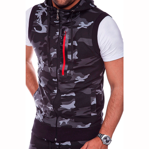 Herren Sportliche Kapuzenweste im modernen Camouflage-Design mit praktischen Taschen Echoarchiv