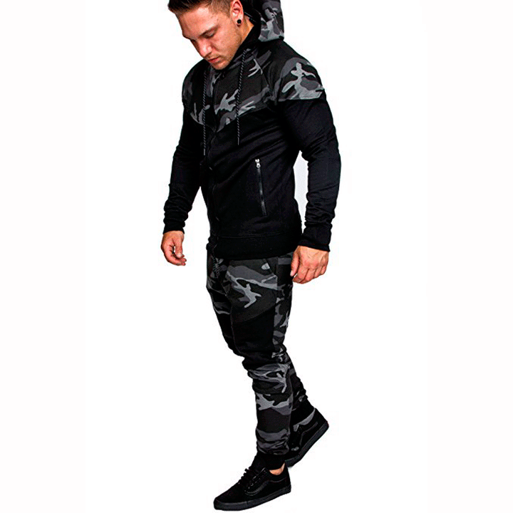 Herren Trainingspullover mit hohem Kragen und modischem Camouflage-Design Echoarchiv
