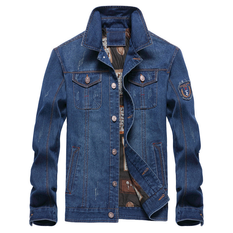 Herren Denimjacke im Vintage-Look mit kontrastierendem Innenfutter und Brusttaschen Echo Archiv