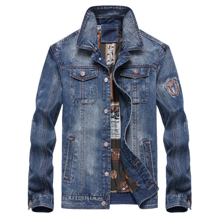 Herren Denimjacke im Vintage-Look mit kontrastierendem Innenfutter und Brusttaschen Echo Archiv