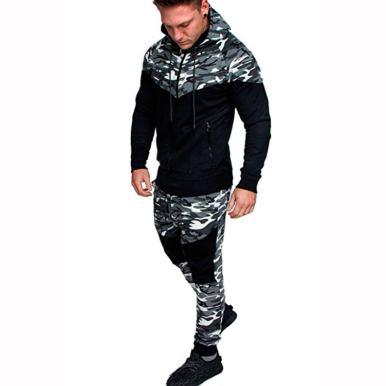 Herren Trainingspullover mit hohem Kragen und modischem Camouflage-Design Echoarchiv